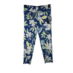 Liberty & Valor‎ Floral Leggings Girls Large Tropical Blue Polyester/Spandex NEW